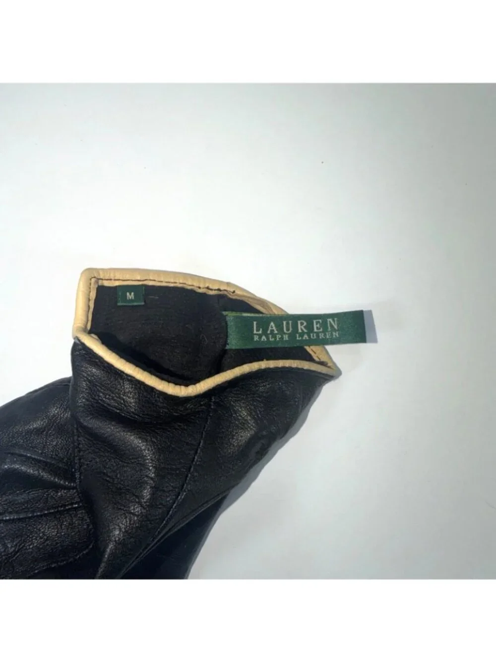 Lauren Ralph Lauren Women's Medium Black Genuine Leather Gloves Classic